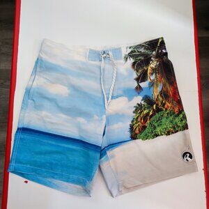 Ripzone swim / board short men's size L tropical design pockets mesh insert
